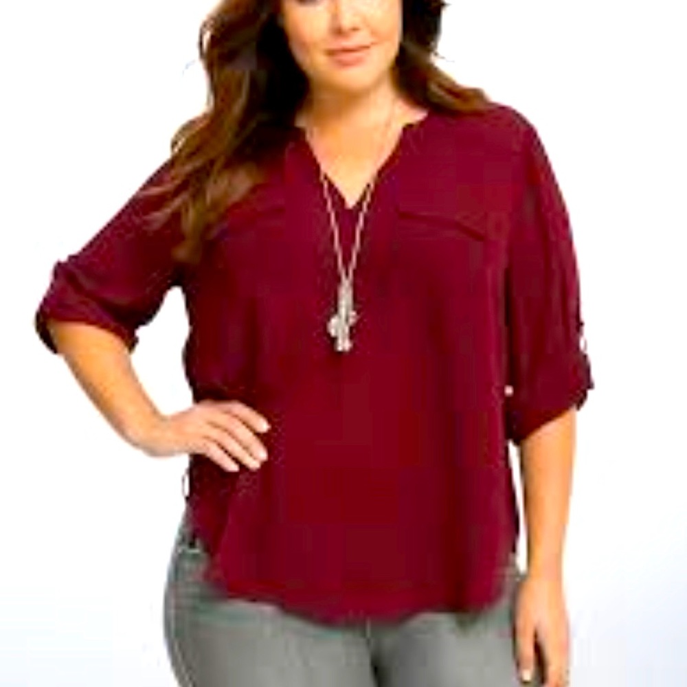 Torrid Burgundy Georgette Pullover Blouse